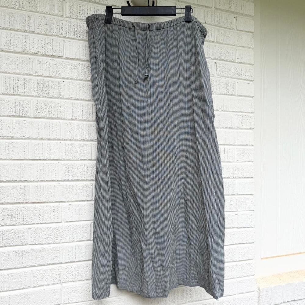 Y2K Laura Ashley Black White Gingham Maxi Skirt